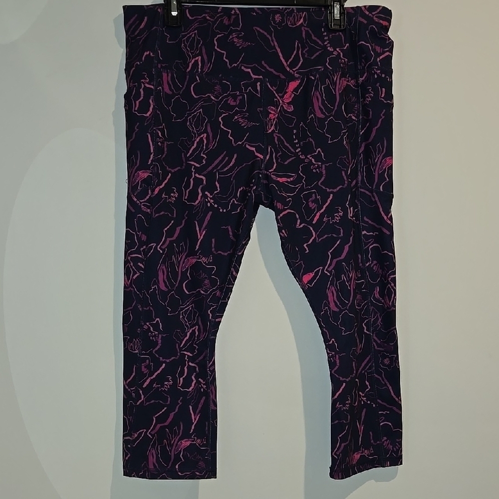 Avia Pink and Blue Leggings with Swirling Pattern